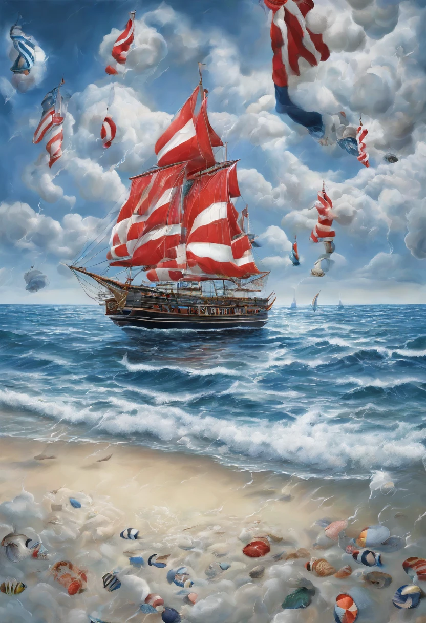 plbc watercolor boats at sea, with giant, churning waves, by moebius Charles Reid, banksy and Studio Ghibli
