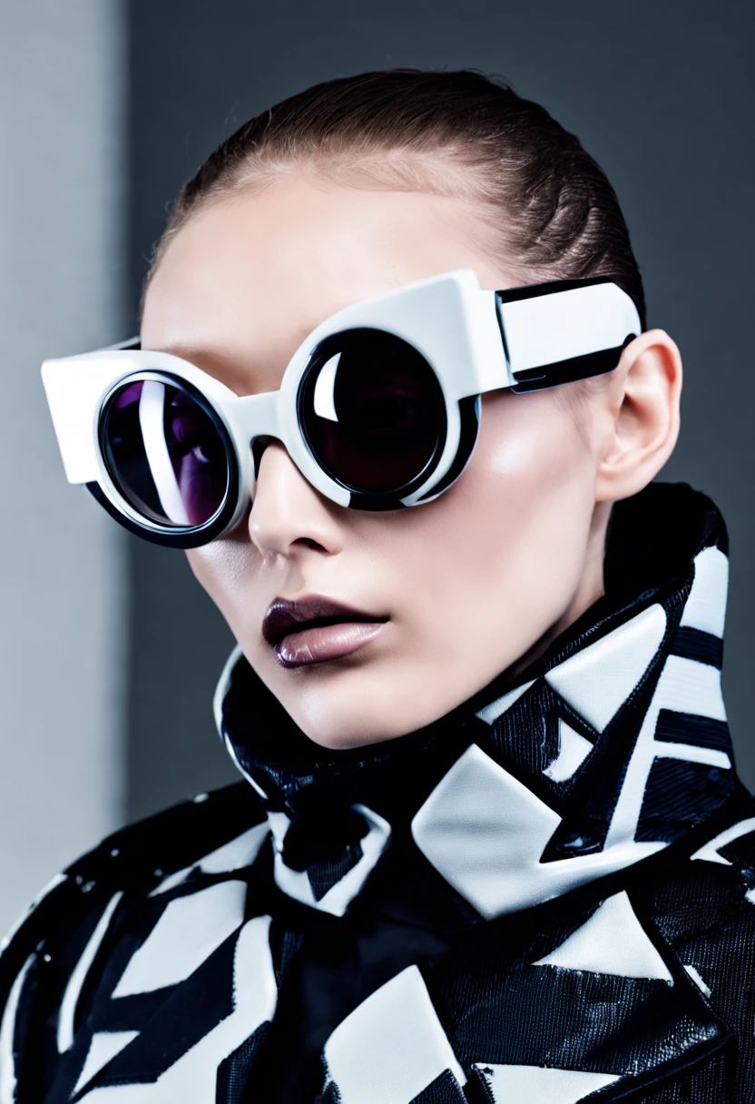 sci-fi chic:0.4, futuristic couture:0.3, glitch aesthetic:0.3, haute couture:0.4 , eyewear, by Kim Jones and Rad Hourani , 