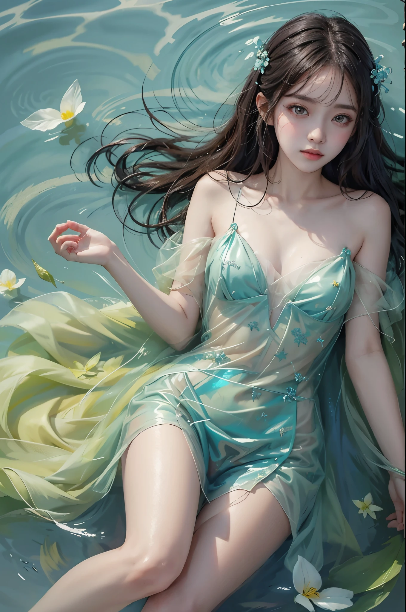 Sweet girl clothes9,yellow dress, (best qualtiy),tmasterpiece,超高分辨率,清晰的脸部,(真实感:1.4), Warm light, warm tone, RAW photogr,A woman in a transparent dress under the water,Full body photo,wallpaper anime blue water,Guviz-style artwork,closeup fantasy with water magic,by Yang J,Guviz,a beautiful artwork illustration,Water Nymphs,beautiful digital artworks,beautiful digital illustration,Li Song,a beautiful anime portrait,Art style in Beauvot