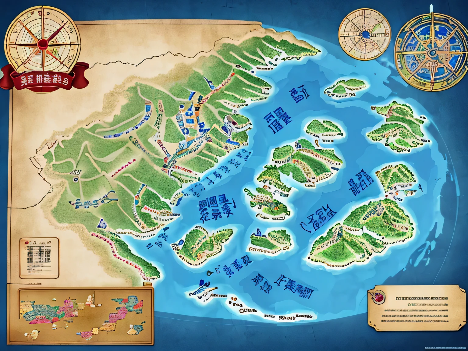Map with ships and flags on old parchment, mapa do tesouro, map, highly Detailed map, detailed fantasy map, myth map, d&d style fantasy map design, fantasy map, mapPatron, fantasy world map, Nautical charts, Detailed map, treasure background, Fantasy area map, game map, Fantasy cartography, Treasure Island,