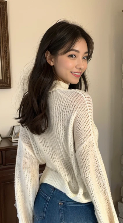 ((de primera calidad、8k、masterpiece:1.3))、1 chica en、Mujeres hermosas、(pelo corto、:1.2)、big size ass_sweater:1.2、Super delicate face、ojos delicados、double eyelid、Una sonrisa、Ellos quieren、ropa interior de colores aleatorios、love me、mira el buscador、sensibilidad、amantes、