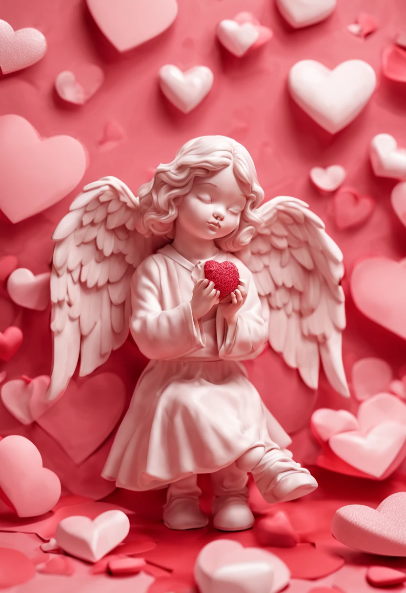 Instagram post of valentine day with a 3D angel as wallpaper