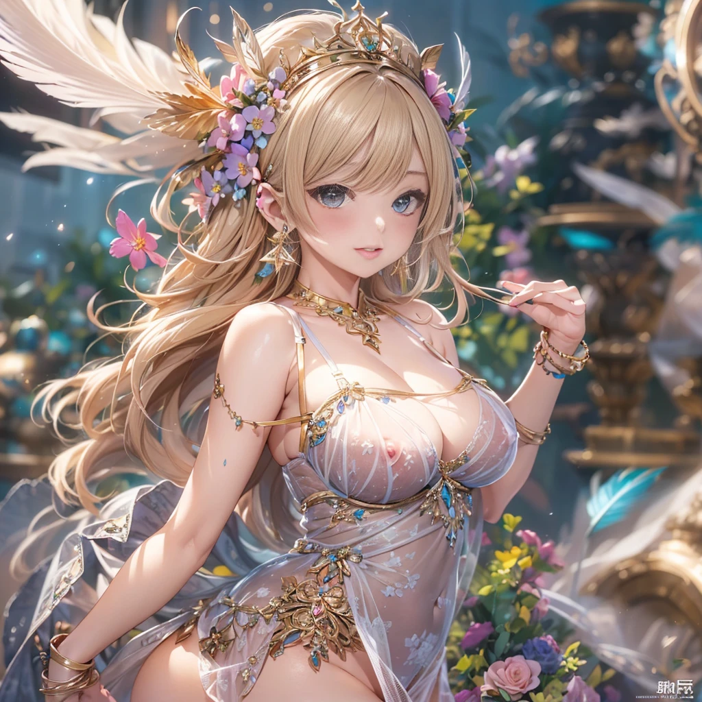 beautiful美しさ, 3D two-dimensional, rich, blonde, skirt, stockings, high heels, poison、star、star、(Highly detailed CG Unity 8K wallpaper),(masterpiece), (最high quality), (Super detailed), (best illustrations),(best shadow), (sharp eyeliner, eye shadow, fine eye:1.1), (超High resolution,realistic,最high quality,realistic),(8K,RAW photo,最high quality,マstarプル),mature woman、sensual curves、huge breasts、thighs、bubble、お尻のmasterpiece, 最high quality, Super detailed, full body shot, mature woman, beautiful mature woman, nightgown and underwear, enchanting smile, thick lips, Chubby lips, blush, looking at the viewer, provocative expression, beautiful髪型, cleavage, Plump、curvy hips、attractive face、sexy lingerie、an inviting gaze、Expression of emotions、Lewd underwear、(((erotic see-through lingerie set)))、Standing position、gorgeous accessories 、big breastsの女性, bare shoulders, golden hair, colored feather, metal ornaments, colored flowers, particle, light, (masterpiece, 最high quality, 最high quality, official art, beautiful and aesthetic:1.2), (1 girl:1.3), very detailed,(fractal art:1.1),(colorful:1.1)、(flowers:1.3),most detailed,(zentangle:1.2), (dynamic pose), (abstract background:1.3), (shiny skin), (lots of colors :1.4), ,(earrings:1.4), (feather:1.4),masterpiece, 最high quality, Super detailed, 30~40 years, full body shot, beautiful 、various hairstyles，gold headband，plump breasts，beautiful butt，greek clothing，Tulle covers the breasts，perfectly proportioned, detailed clothing details,marble，god statue，cinematic lighting, film grain, 8K, masterpiece, Super detailed, high detail, high quality, High resolution,(((NSFW:1.2)))、exposed chest、Openwork decoration，(((see through dress)))、(((解剖学的に正しいbody))) , 最high quality, Super detailed, (((Lewd underwear)))、raise your butt, from below, (((R-18)))、Hakari、thighs, big breasts, Are standing, cowboy shot, blush, (((1 girl))), (masterpiece:1.3), (High resolution), (8K), (very detailed), perfect face, Nice eye and face, (((最high quality))), (Super detailed), detailed face and eye, (alone), High resolution、beautifuleye,(((sexy pose)))、(((整ったbig breasts)))、((beautiful eye))、luxury、(((超High resolution)))、(((detailed description)))、(((ぽっちゃりbody型)))、(((解剖学的構造に一致したbodyの部位)))、beautiful長いまつ毛、バランスのとれたbody型、２book arm、2 feet、Just the right size for your legs and arms、Fishnet tights、glamorous、(((Clear white and black eye)))、lipstick、Sparkling、(Undistorted face, eye, body)、jewelry、gem、(長くカールしたbeautifulまつ毛)、(((バランス良いbeautiful胸)))、(transparent, Exquisite skin:1.2)、(((完璧なglamorousボディー)))
