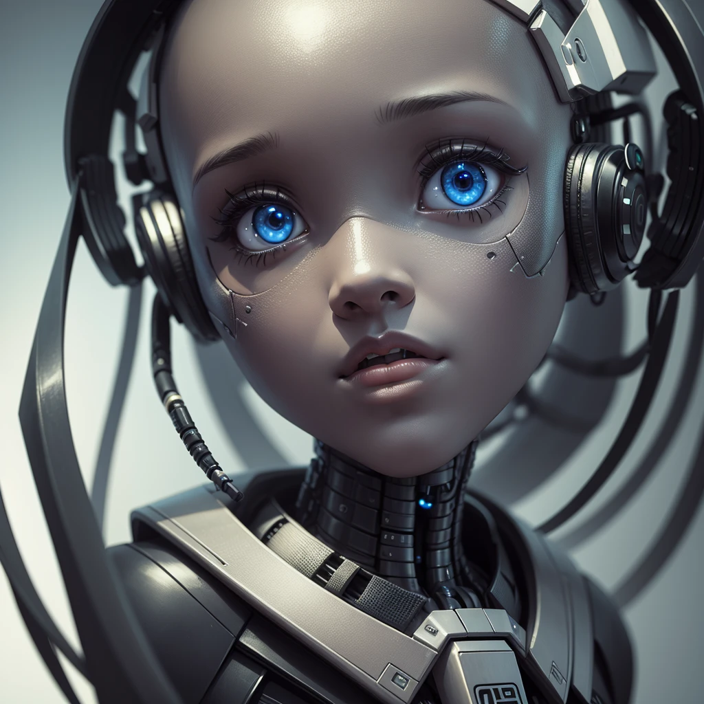 Extraordinary wide portrait of microscopic unknown little small adorable cyberpunk alien species over orange tech style of high tech fashion professional photography, 8k, adorable