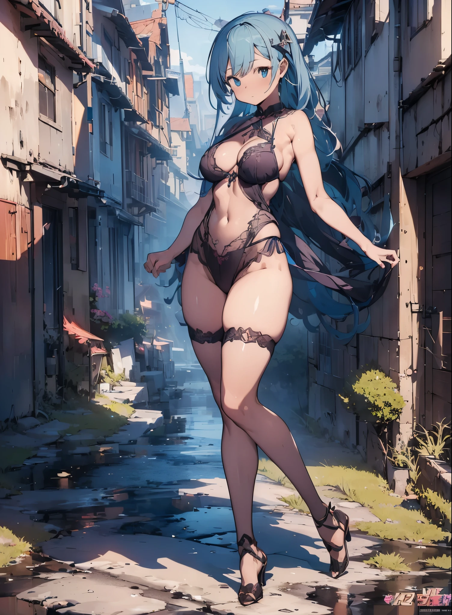 (dynamic angle:1.4), ((full body pose:1.5),2. 5D CGI Anime Fantasy Artwork, official character art, Kushart Krenz Key Art Feminine, shadowverse character concept, 3 d render official art, anime goddess, jrpg character art, render of a cute 3d anime girl,fascinating,sexy lingerie,beautiful breasts
