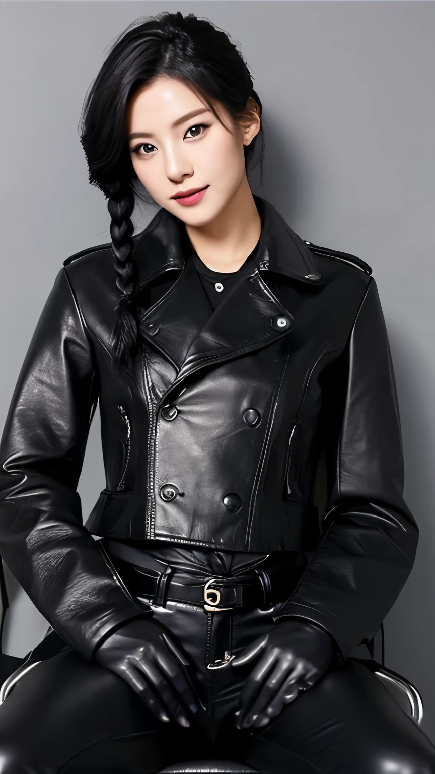 Black leather riders jacket, Office in the Dark, Black leather glove fingertips on both hands,Wearing black leather gloves,Sitting in a black leather chair、 Japan Female New Employees (Black leather gloves cover both hands) (The angle is sideways)、Black Leather Leather Pants,Black Leather Black Leather Pants,Black Leather Skinny Pants、Long black leather boots on both feet、Black Hair Ponytail ((He wears black leather gloves on his hands))full body photo,Full Body Shot Full Body Full Body Leather Suit,☺If you turn in this direction。Wearing black leather gloves,Wearing black leather gloves,Wearing black leather gloves,Wearing black leather gloves,Wearing black leather gloves,Wearing black leather gloves,黒のレザーパンツが美しい😍黒のレザーパンツが美しい😍黒のレザーパンツが美しい,😍I'm smiling while looking at you,full body photo,full body photo,Full body leather wear
