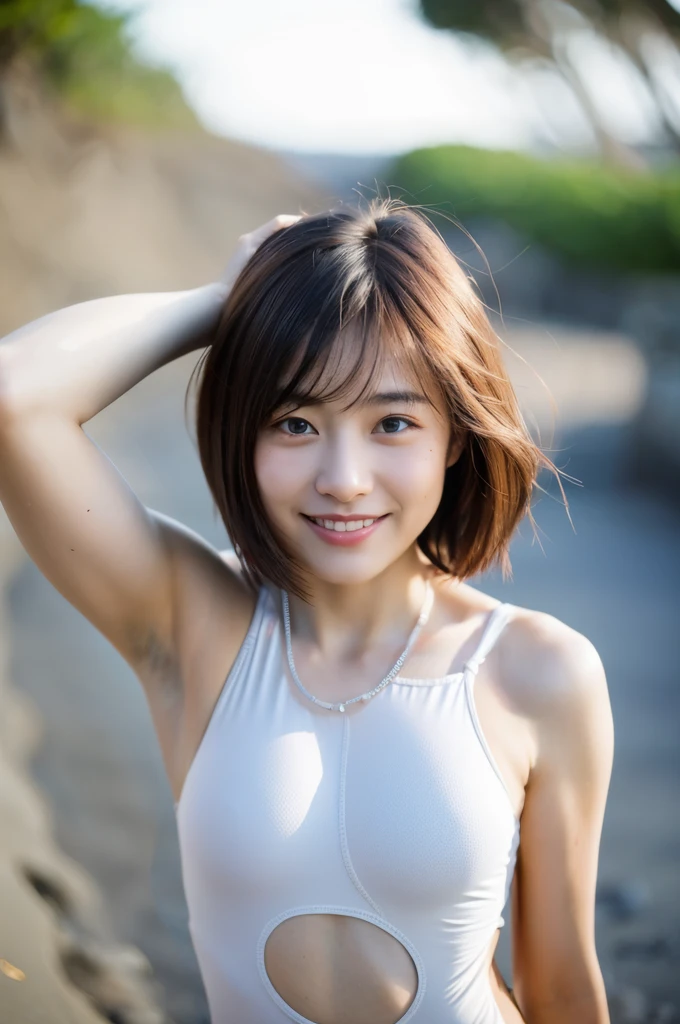 Wear a thin, form-fitting white one-piece swimsuit