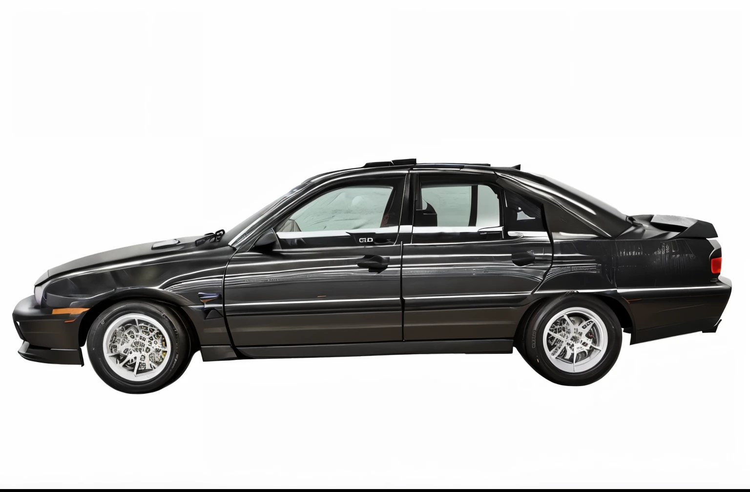 customize this matte black car with white details, drift car, racing car
