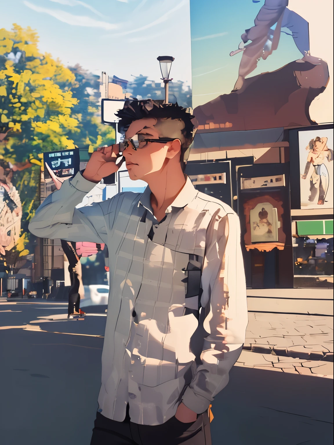(best quality, masterpiece), boy, looking at viewer, blurry background, upper body, contemporary, dress