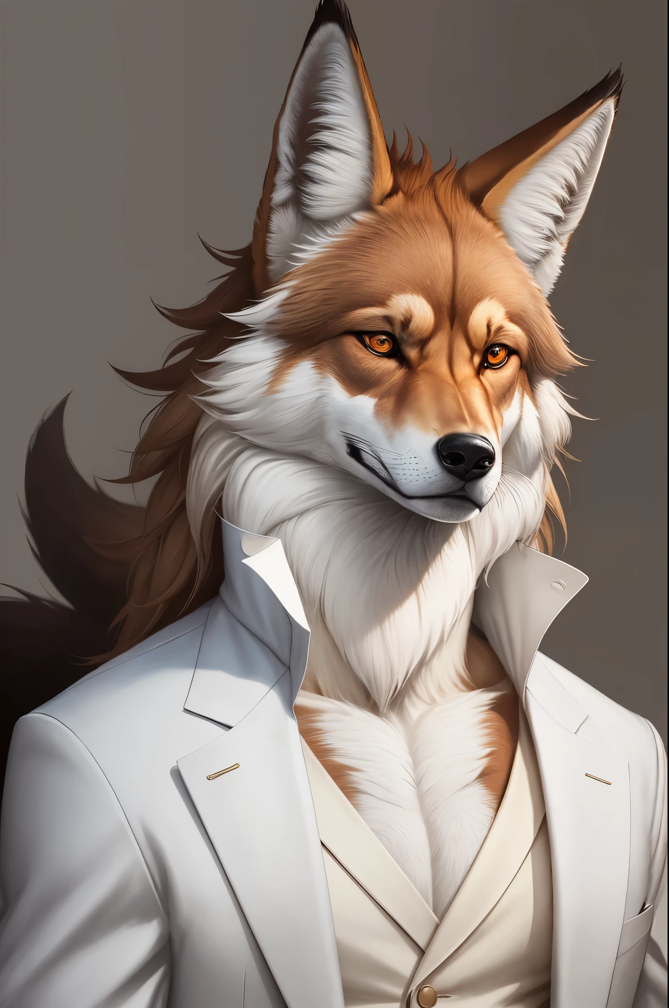 Create an anthropomorphic maned wolf image,Conduct yourself seriously,Looks about 19 years old。He has the typical reddish-brown fur of the maned wolf,smooth and neat。To add a touch of style to his appearance,He wears a white coat as clothing。
The white coat suits him perfectly,Adds sophistication to his overall look。Despite the young age,But the Maned Wolf exudes sophistication,Confident and authoritative。
Emphasis on his anthropomorphic features,For example, his upright posture、Anthropomorphic hands and expressive facial features。Capture his serious expression,Highlighting the intensity in his amber eyes,and the details of the white coat he wore.。
Showcasing a unique blend of maned wolf features and a stylish white coat,Capture the essence of this anthropomorphic individual with a serious yet sophisticated look。