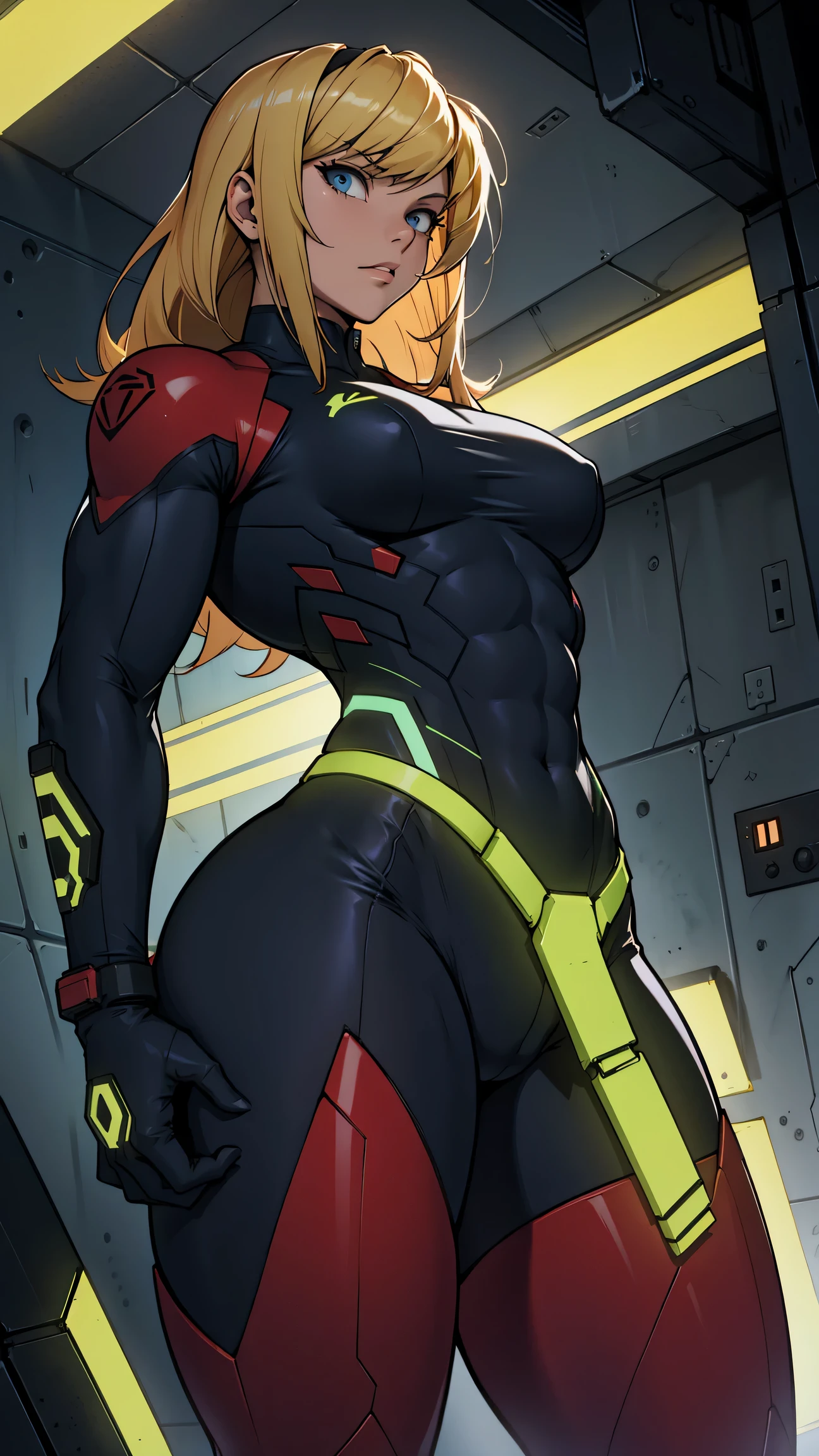 samus aran 1 girl solo (dark atmosphere muscular curvy)