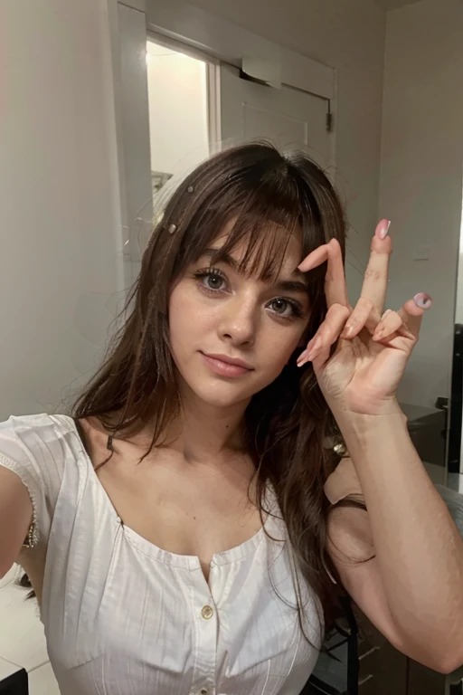 RAW, selfie of a beautiful woman, doing ok sign with her fingers