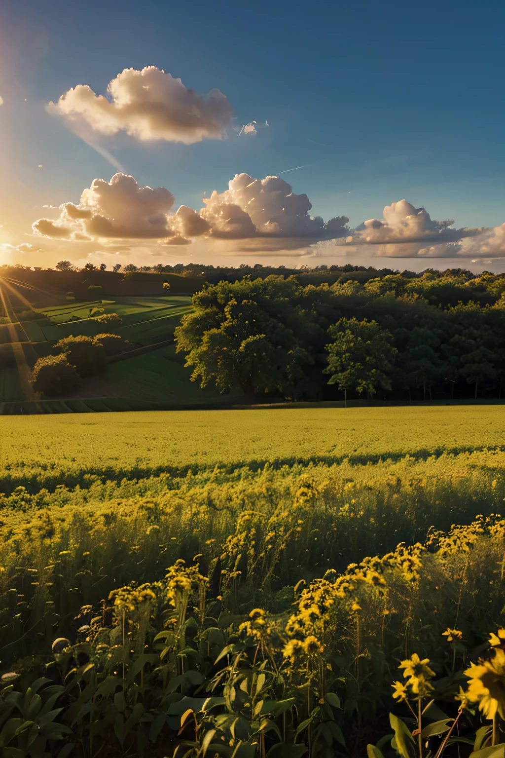a field of soy, sunny landscape