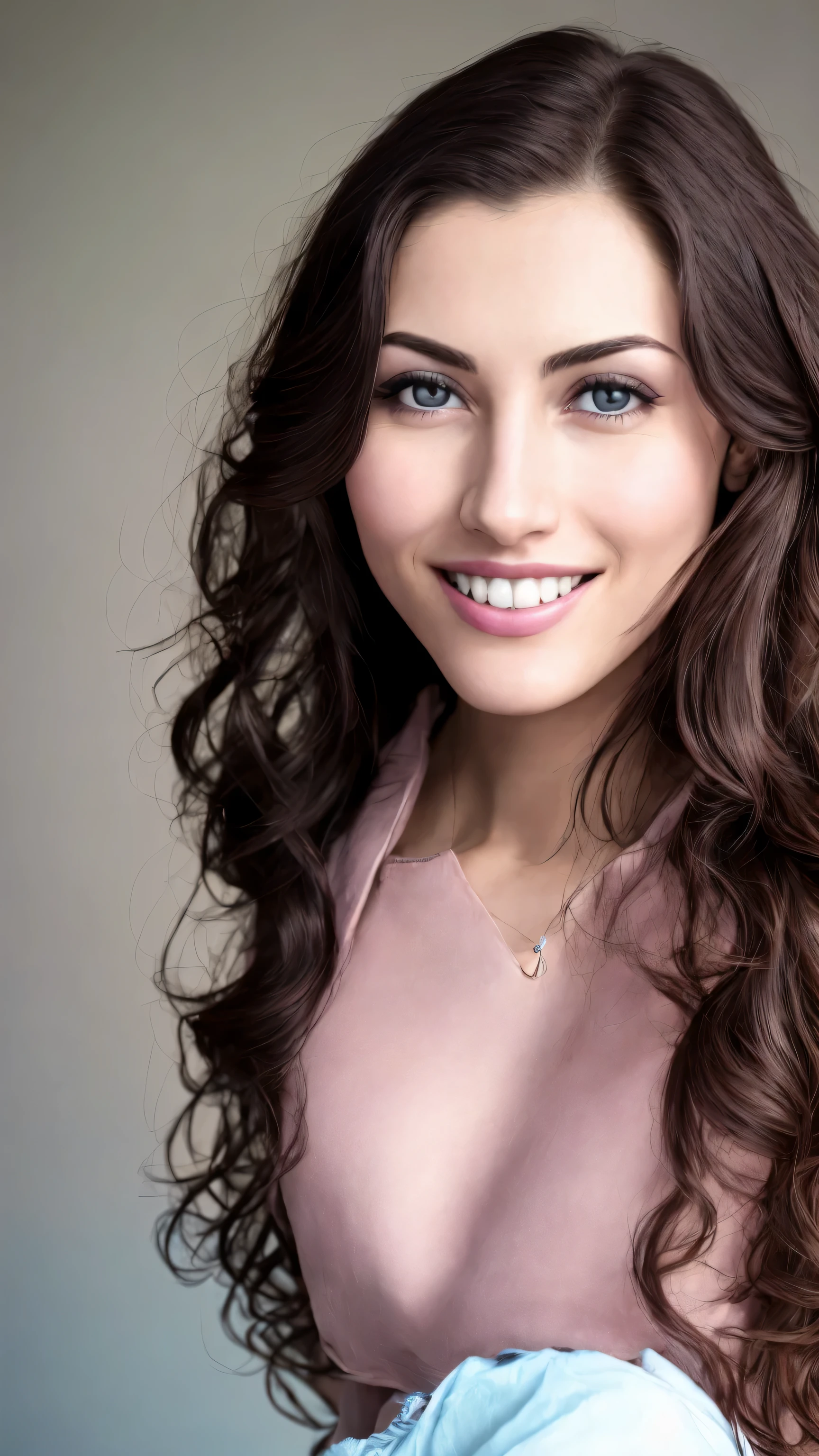 Fashion model 25 years old, [[[[close up]]]], [[[[perfect ]]]], [[[[neck]]]], [[[[Shoulder]]]], perfect brown eyes, perfect iris, perfect lips, gentle smile, perfect teeth, perfect brown skin, Soft headlight, glow, human development report, (pastel colors:1.2)