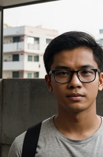 an indonesian boy 19 years old with glasses from jakarta