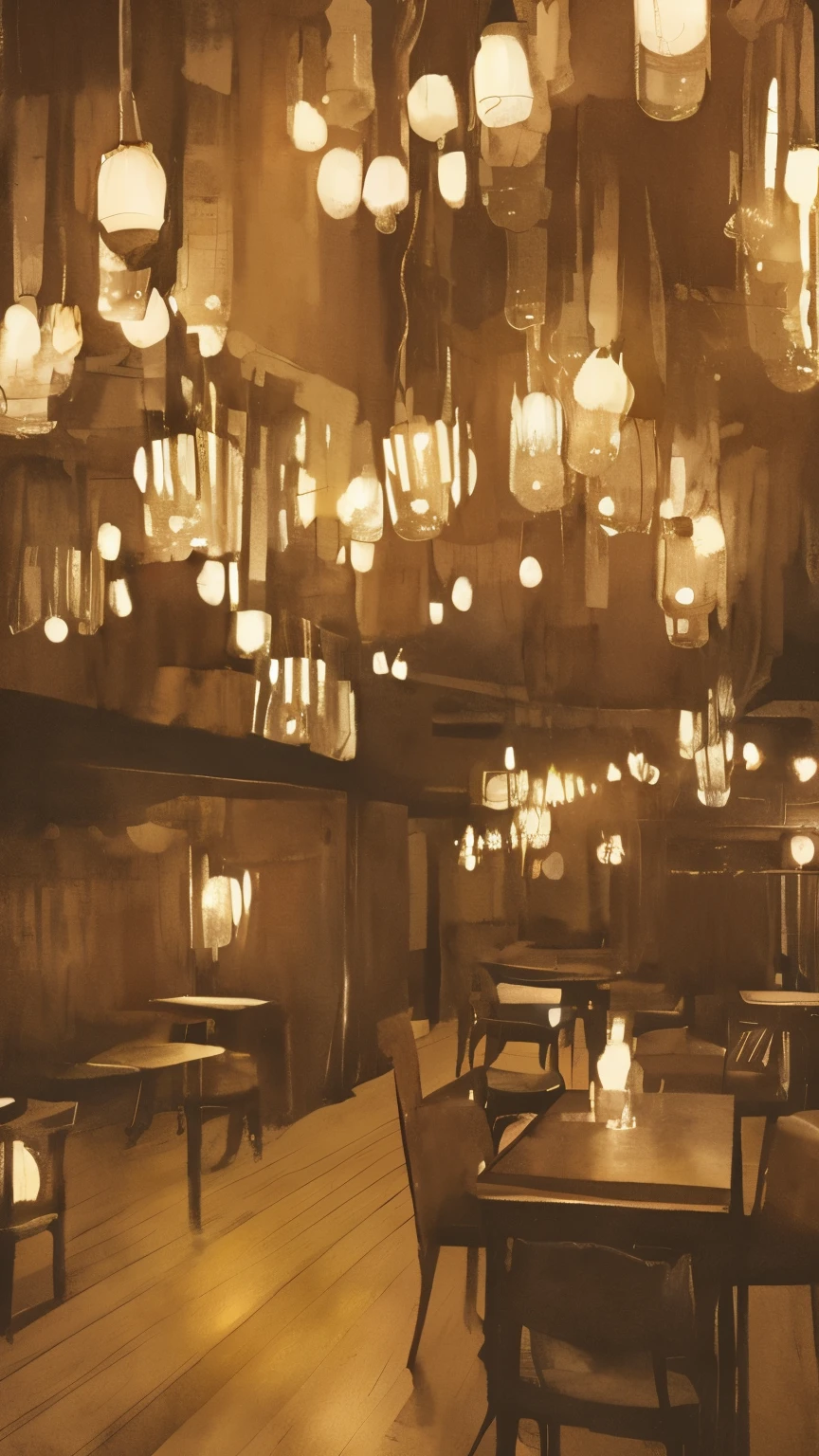 A cozy vintage jazz club, warm wood paneling, plush leather armchairs, soft glow from exposed filament bulbs, creating an intimate and inviting atmosphere, Illustration, employing a mix of watercolors and digital techniques to convey the tactile warmth and ambiance