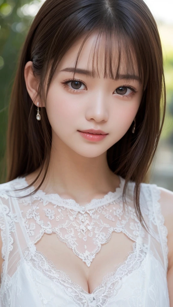 Smile、natta、Raw photography、(((Ultimate Beauty Portrait)))、((glistning skin))、女の子1人、-yeld beiful girl in Prague、bright expression、((brown haired))、(cleavage of the breast)、(Front Open See-Through Lace Night Dress:1.5)、(top and bottom set underwear)、((Big eyes that shine like jewels))、Glossy glossy skin、(Medium Hair)、(Silky Ponytail Hair)、eye liner、Beautiful bangs、Hair between the eyes、((masterpiece、top-quality、ultra-detailliert、Film Light、intricate-detail、hight resolution、ighly detailed))、细致背景、8KUHD、Digital SLR、Soft light、hightquality、Film grain、FujifilmXT3 、Shallow depth of field、natural soft light、Kamimei、Lush bust