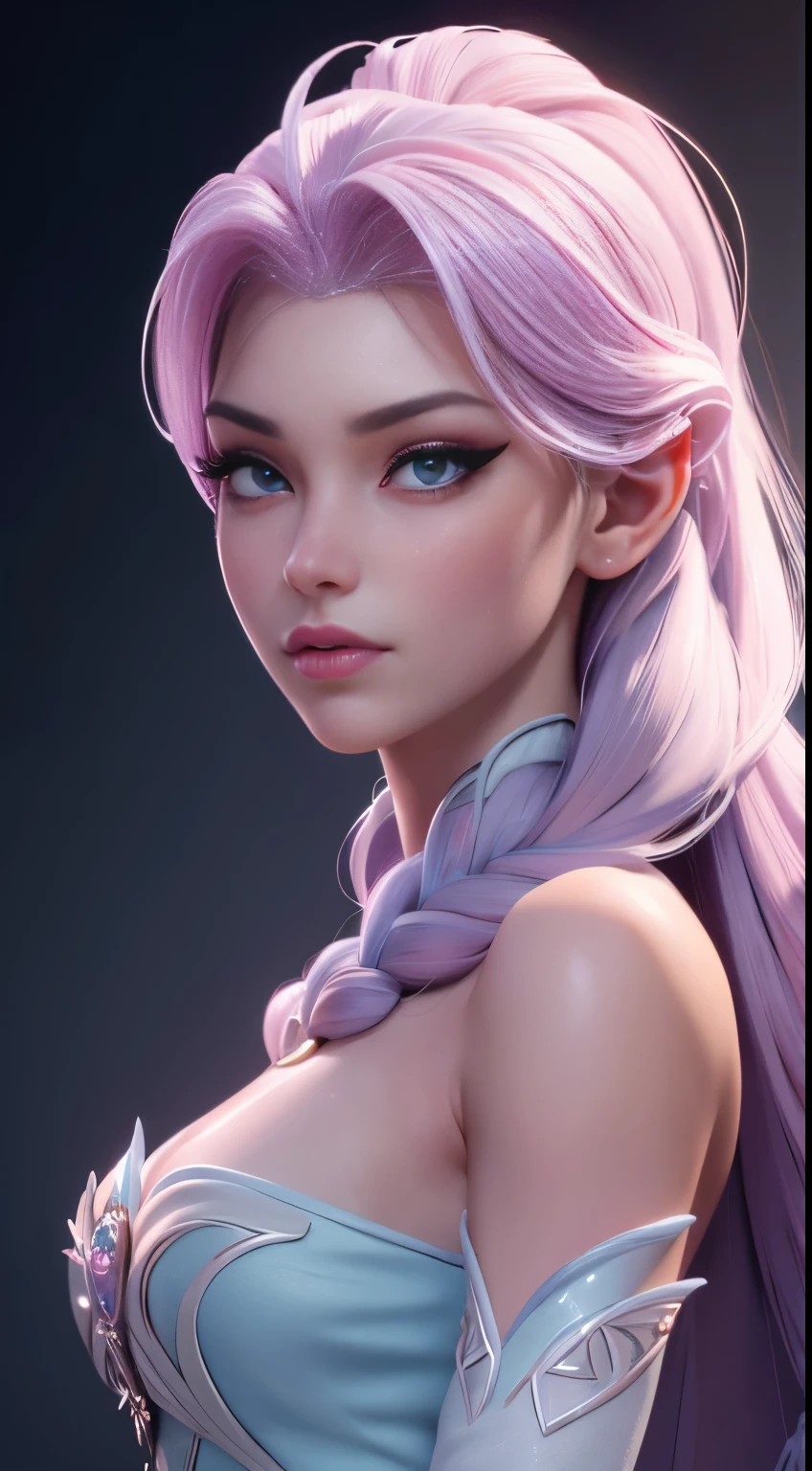 (elsa frozen-rose quartz SU mezclando modelos .) Highly detailed CG unity 8k wallpaper, style shot, complex, high detail, dramatic, highest quality movie still image, very detailed, masterpiece, best quality, character design, Elsa, Elsa from Frozen,Diamante Rosado fusión (( Dark style)), realistic ultra-detailed rendering style, natural light, sharp character design, (hard focus, 8k), (((natural skin texture))), 8k textures, soft cinematic lighting, adobe lightroom, dark room, hdr, Sophisticated, Elegant, Rich Detail, Sharp Focuilm Look) )), Soothing Tones, Detail Frenzy, Intricate Detail, Super Detail, Low Contrast, Soft Film Lighting, Dull Colors, Exposure Blending, HDR, Fade, 35mm, f/1.4, ISO64, f16, 25 sec.