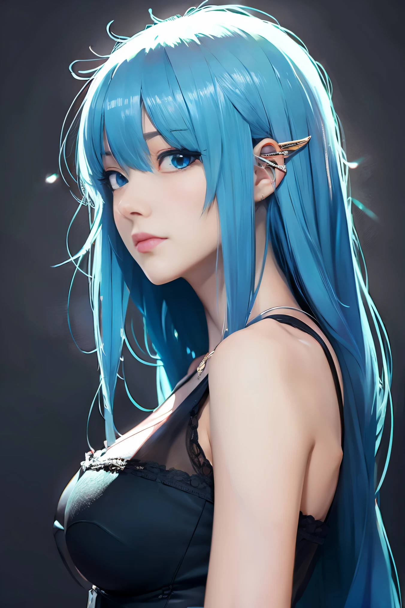 There is a woman with blue hair, Gweiz style art, Gweiz, beautiful character drawings, Gweiz in ArtStation Pixiv, Gweiz in Pixiv ArtStation, stunning anime face portraits, beautiful digital art, wallop loss draw, Gweiz Masterpiece, detailed digital anime art  