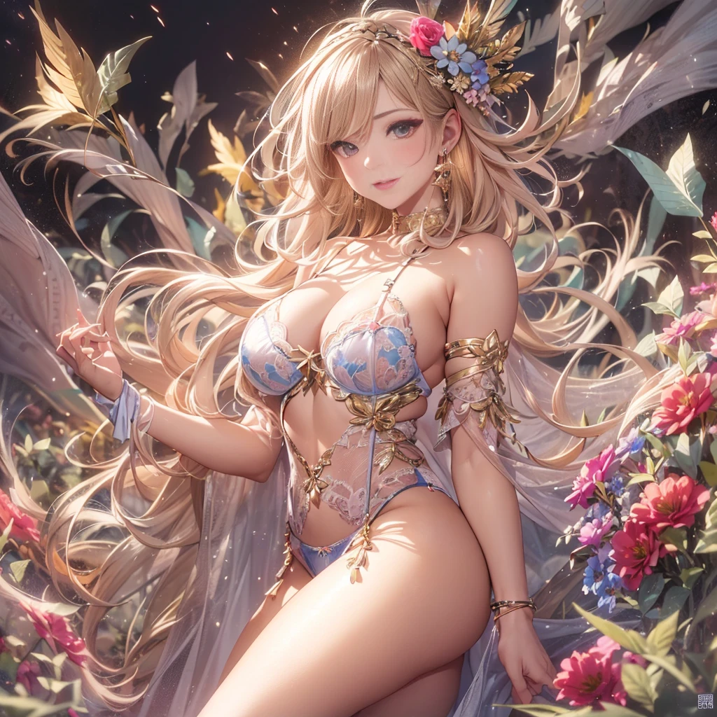 beautiful美しさ, 3D two-dimensional, rich, blonde, skirt, stockings, high heels, poison、star、star、(Highly detailed CG Unity 8K wallpaper),(masterpiece), (最high quality), (Super detailed), (best illustrations),(best shadow), (sharp eyeliner, eye shadow, fine eye:1.1), (超High resolution,realistic,最high quality,realistic),(8K,RAW photo,最high quality,マstarプル),mature woman、sensual curves、huge breasts、thighs、bubble、お尻のmasterpiece, 最high quality, Super detailed, full body shot, mature woman, beautiful mature woman, nightgown and underwear, enchanting smile, thick lips, Chubby lips, blush, looking at the viewer, provocative expression, beautiful髪型, cleavage, Plump、curvy hips、attractive face、sexy lingerie、an inviting gaze、Expression of emotions、Lewd underwear、(((erotic see-through lingerie set)))、Standing position、gorgeous accessories 、big breastsの女性, bare shoulders, golden hair, colored feather, metal ornaments, colored flowers, particle, light, (masterpiece, 最high quality, 最high quality, official art, beautiful and aesthetic:1.2), (1 girl:1.3), very detailed,(fractal art:1.1),(colorful:1.1)、(flowers:1.3),most detailed,(zentangle:1.2), (dynamic pose), (abstract background:1.3), (shiny skin), (lots of colors :1.4), ,(earrings:1.4), (feather:1.4),masterpiece, 最high quality, Super detailed, 30~40 years, full body shot, beautiful 、various hairstyles，gold headband，plump breasts，beautiful butt，greek clothing，Tulle covers the breasts，perfectly proportioned, detailed clothing details,marble，god statue，cinematic lighting, film grain, 8K, masterpiece, Super detailed, high detail, high quality, High resolution,(((NSFW:1.2)))、exposed chest、Openwork decoration，(((see through dress)))、(((解剖学的に正しいbody))) , 最high quality, Super detailed, (((Lewd underwear)))、raise your butt, from below, (((R-18)))、Hakari、thighs, big breasts, Are standing, cowboy shot, blush, (((1 girl))), (masterpiece:1.3), (High resolution), (8K), (very detailed), perfect face, Nice eye and face, (((最high quality))), (Super detailed), detailed face and eye, (alone), High resolution、beautifuleye,(((sexy pose)))、(((整ったbig breasts)))、((beautiful eye))、luxury、(((超High resolution)))、(((detailed description)))、(((ぽっちゃりbody型)))、(((解剖学的構造に一致したbodyの部位)))、beautiful長いまつ毛、バランスのとれたbody型、２book arm、2 feet、Just the right size for your legs and arms、Fishnet tights、glamorous、(((Clear white and black eye)))、lipstick、Sparkling、(Undistorted face, eye, body)、jewelry、gem、(長くカールしたbeautifulまつ毛)、(((バランス良いbeautiful胸)))、(transparent, Exquisite skin:1.2)、(((完璧なglamorousボディー)))
