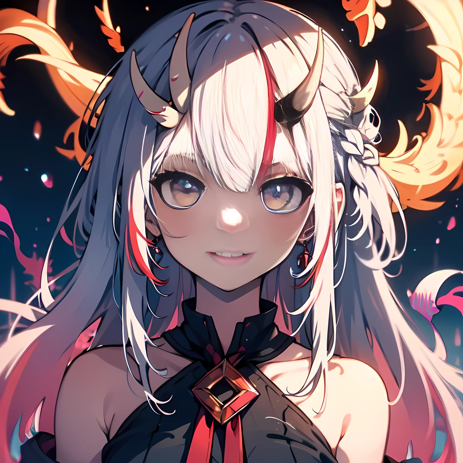 (masterpiece,best quality,Super detailed),1 girl,evil, ridiculous, angel of death:1.4,the elder, nightmare:1.2, Beautifully:1.2, beautiful, mystery, phantom:1.4, Surrealism, lovecraftian, tentacle, Neon highlights, Starry nebula colorful,White skin, white hair