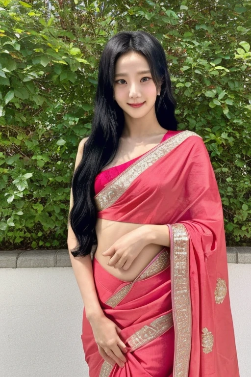 jisoo from blackpink in a saree