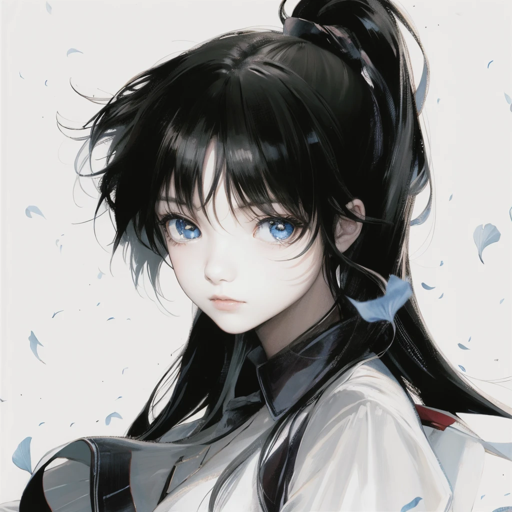 masterpiece, best quality,elegant, 1 girl, night，pond，Step on the lotus leaf，holding a lantern，Next to a stone arch bridge，black hair，a girl，ponytail，looking into camera，White light tulle，Beautiful eyes，Kongming lanterns flying in the sky，
