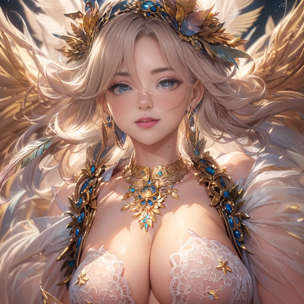 beautiful美しさ, 3D two-dimensional, rich, blonde, skirt, stockings, high heels, star、star、(Highly detailed CG Unity 8K wallpaper),(masterpiece), (最high quality), (Super detailed), (最高masterpiece),(best shadow), (sharp eyeliner, eye shadow, fine eye:1.1), (超High resolution,realistic,最high quality,realistic),(8K,RAW photo,最high quality),mature woman、sensual curves、huge breasts、thighs、bubble、 最high quality, Super detailed, full body shot, mature woman, beautiful mature woman, nightgown and underwear, enchanting smile, thick lips, Chubby lips, blush, looking at the viewer, provocative expression, beautiful髪型, cleavage, Plump、attractive hips、attractive face、sexy lingerie、an inviting gaze、、Lewd underwear、(((erotic see-through lingerie set)))、、gorgeous accessories 、big breastsの女性, bare shoulders, golden hair, colored feather, metal ornaments, colored flowers, particle, light, (masterpiece, 最high quality, 最high quality, official art, beautiful and aesthetic:1.2), (1 girl:1.3), very detailed,(fractal art:1.1),(colorful:1.1)、(flowers:1.3),most detailed,(zentangle:1.2), (dynamic pose), (abstract background:1.3), (shiny skin), (lots of colors :1.4), ,(earrings:1.4), (feather:1.4),masterpiece, 最high quality, Super detailed, 30~40 years, full body shot, beautiful 、various hairstyles，gold headband，plump breasts，beautiful butt，greek clothing，Tulle covers the breasts，perfectly proportioned, detailed clothing details,marble，god statue，cinematic lighting, film grain, 8K, masterpiece, Super detailed, high detail, high quality, High resolution,(((NSFW:1.2)))、exposed chest、Openwork decoration，(((see through dress)))、(((解剖学的に正しいbody))) , 最high quality, Super detailed, (((Lewd underwear)))、raise your butt, from below, (((R-18)))、thighs, big breasts, Are standing, cowboy shot, blush, (((1 girl))), (masterpiece:1.3), (High resolution), (8K), (very detailed), perfect face, Nice eye and face, (((最high quality))), (Super detailed), detailed face and eye, (alone), High resolution、(((sexy pose)))、(((整ったbig breasts)))、((beautiful eye))、luxury、(((超High resolution)))、(((detailed description)))、(((ぽっちゃりbody型)))、(((解剖学的構造に一致したbodyの部位)))、beautiful長いまつ毛、バランスのとれたbody型、２arm、2 feet、Just the right size for your legs and arms、Fishnet tights、glamorous、(((Clear white and black eye)))、lipstick、Sparkling、(Undistorted face, eye, body)、luxury jewelry、gem、(長くカールしたbeautifulまつ毛)、(((バランス良いbeautiful胸)))、(transparent, exquisite skin:1.2)、(((完璧なglamorousボディー)))、actress face
