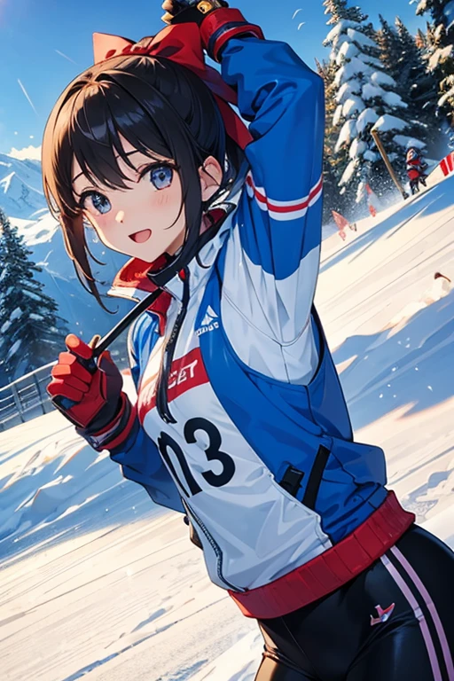 skiing場、Beauty、ski slope、skiing、Upper body、athlete、slide fast