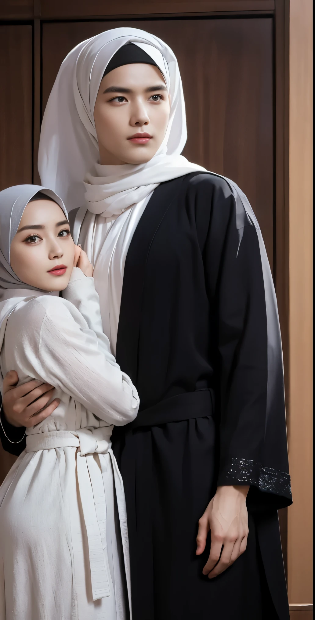 married woman hijab white dress