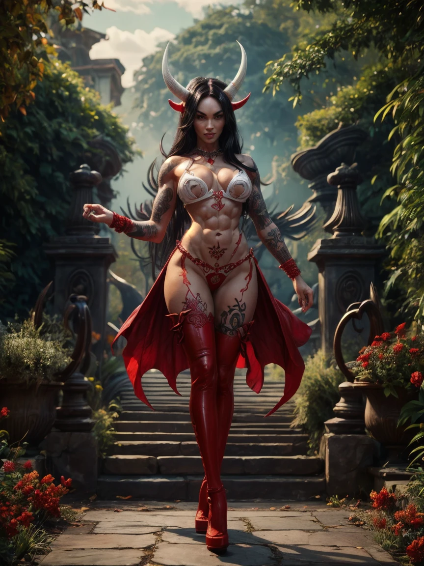 (carnage:1.5),(beautiful female model:1.5), (demoness with Large horns:1.25),(1 super muscular succubus with flayed skin:1.5), (covered in thick muscle suit:1.5), (exposed perfect anatomy:1.5), high detail, best quality, masterpiece, finely detail, realistic skin texture, 85 mm art lens, f 1.2, sharp focus, 8 k high definition, insanely detailed, intricate,