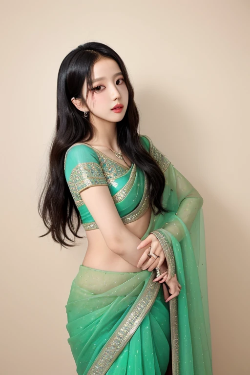 jisoo from blackpink in a saree