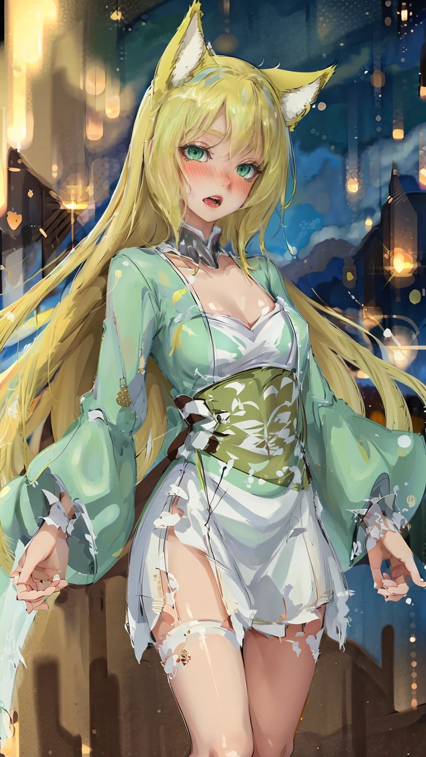 (((((roll up bandage sideways on a chest tightly to cover the chest without gaps))))), (((bandage samweways))),, ((Japanese Gangster BOSS)), adult woman with the dignified presence, Killing Qi, wear nothing around shoulder, wear nothing around neck, wear the kimono, wear it below the waist, I wind it up to control it, and to attach it, ((kimono come off)) ,wear the kimono multiple times, Bare shoulders and the clavicle, black and gold kimono, put on over jacket of kimono, (((holding a japanese sword, The handle of the sword, long sword))), low angle, whole body, anime character, Glaring, off sholder, Excellent, can see both shoulder, long kimono hem, small face, big tattoo on the arm,muscular,drink sake, The kimono is spreading,ultra-detailed,super beautiful,Masterpiece,Killing Qi,Intimidation, a person,Selfish person,Under the trees with autumn leaves,tall,Imposing,colorful kimono