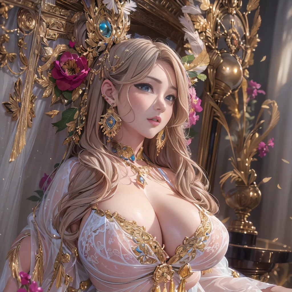 beautiful美しさ, 3D two-dimensional, rich, blonde, skirt, stockings, high heels, star、star、(Highly detailed CG Unity 8K wallpaper),(masterpiece), (最high quality), (Super detailed), (最高masterpiece),(best shadow), (sharp eyeliner, eye shadow, fine eye:1.1), (超High resolution,realistic,最high quality,realistic),(8K,RAW photo,最high quality),mature woman、sensual curves、huge breasts、thighs、bubble、 最high quality, Super detailed, full body shot, mature woman, beautiful mature woman, nightgown and underwear, enchanting smile, thick lips, Chubby lips, blush, looking at the viewer, provocative expression, beautiful髪型, cleavage, Plump、attractive hips、attractive face、sexy lingerie、an inviting gaze、、Lewd underwear、(((erotic see-through lingerie set)))、、gorgeous accessories 、big breastsの女性, bare shoulders, golden hair, colored feather, metal ornaments, colored flowers, particle, light, (masterpiece, 最high quality, 最high quality, official art, beautiful and aesthetic:1.2), (1 girl:1.3), very detailed,(fractal art:1.1),(colorful:1.1)、(flowers:1.3),most detailed,(zentangle:1.2), (dynamic pose), (abstract background:1.3), (shiny skin), (lots of colors :1.4), ,(earrings:1.4), (feather:1.4),masterpiece, 最high quality, Super detailed, 30~40 years, full body shot, beautiful 、various hairstyles,gold headband,plump breasts,beautiful butt,greek clothing,Tulle covers the breasts,perfectly proportioned, detailed clothing details,marble,god statue,cinematic lighting, film grain, 8K, masterpiece, Super detailed, high detail, high quality, High resolution,(((NSFW:1.2)))、exposed chest、Openwork decoration,(((see through dress)))、(((解剖学的に正しいbody))) , 最high quality, Super detailed, (((Lewd underwear)))、raise your butt, from below, (((R-18)))、thighs, big breasts, Are standing, cowboy shot, blush, (((1 girl))), (masterpiece:1.3), (High resolution), (8K), (very detailed), perfect face, Nice eye and face, (((最high quality))), (Super detailed), detailed face and eye, (alone), High resolution、(((sexy pose)))、(((整ったbig breasts)))、((beautiful eye))、luxury、(((超High resolution)))、(((detailed description)))、(((ぽっちゃりbody型)))、(((解剖学的構造に一致したbodyの部位)))、beautiful長いまつ毛、バランスのとれたbody型、2arm、2 feet、Just the right size for your legs and arms、Fishnet tights、glamorous、(((Clear white and black eye)))、lipstick、Sparkling、(Undistorted face, eye, body)、luxury jewelry、gem、(長くカールしたbeautifulまつ毛)、(((バランス良いbeautiful胸)))、(transparent, exquisite skin:1.2)、(((完璧なglamorousボディー)))、actress face