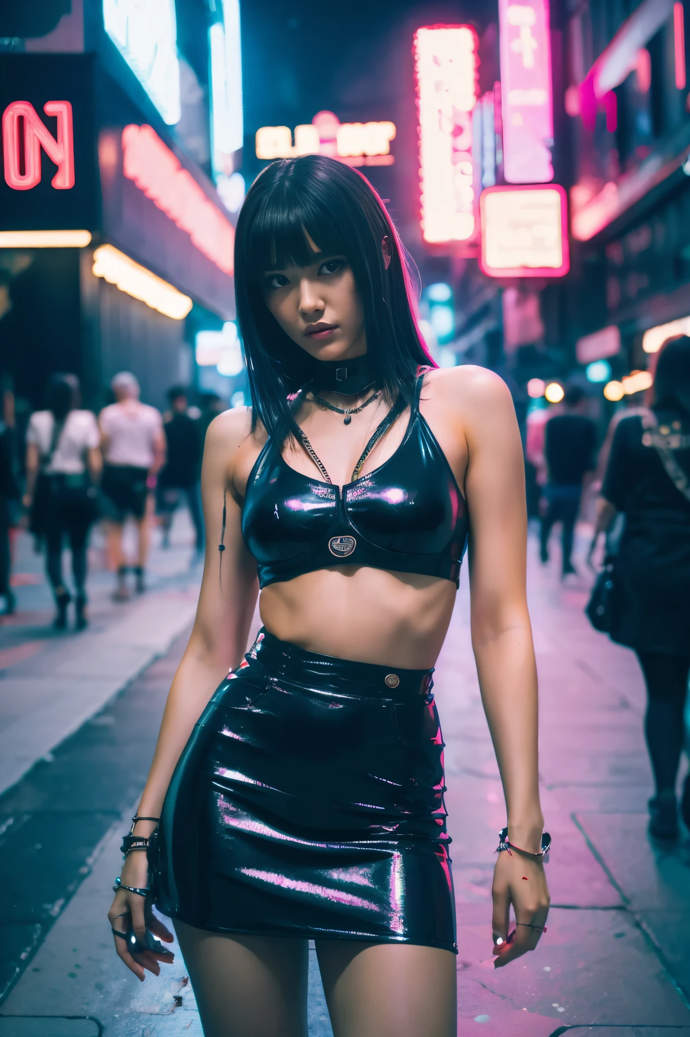 Rophy style girl in cyberpunk city