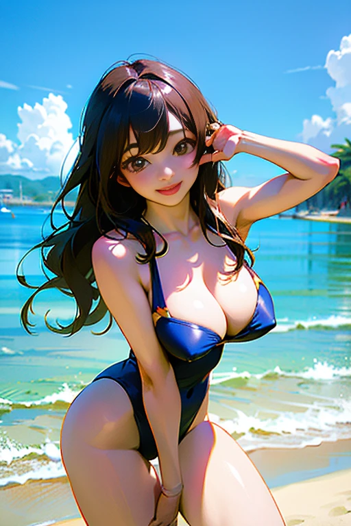 highest quality, masterpiece, ultra high resolution, (realistic:1.4), RAW photo, ultra detail, 

during the day, ((three girls, Have fun on a tropical beach,Members of popular idol groups representing Japan, completely drunk, smile)), Thrilling Shot Swimsuit, (dynamic pose:1.3), perfect look, 
They have very cute faces like famous Japanese idols., All amazingly beautiful big black solid circle eyes, all beautiful shoulders, (All beautiful super big breasts:1.3), All beautiful valleys, All beautiful bodies, 

All the detailed aspects, All the detailed eyes, All detailed hair, All detailed shoulders, All Detailed Breasts, All detailed cleavage, All Detailed Bodies, all detailed limbs