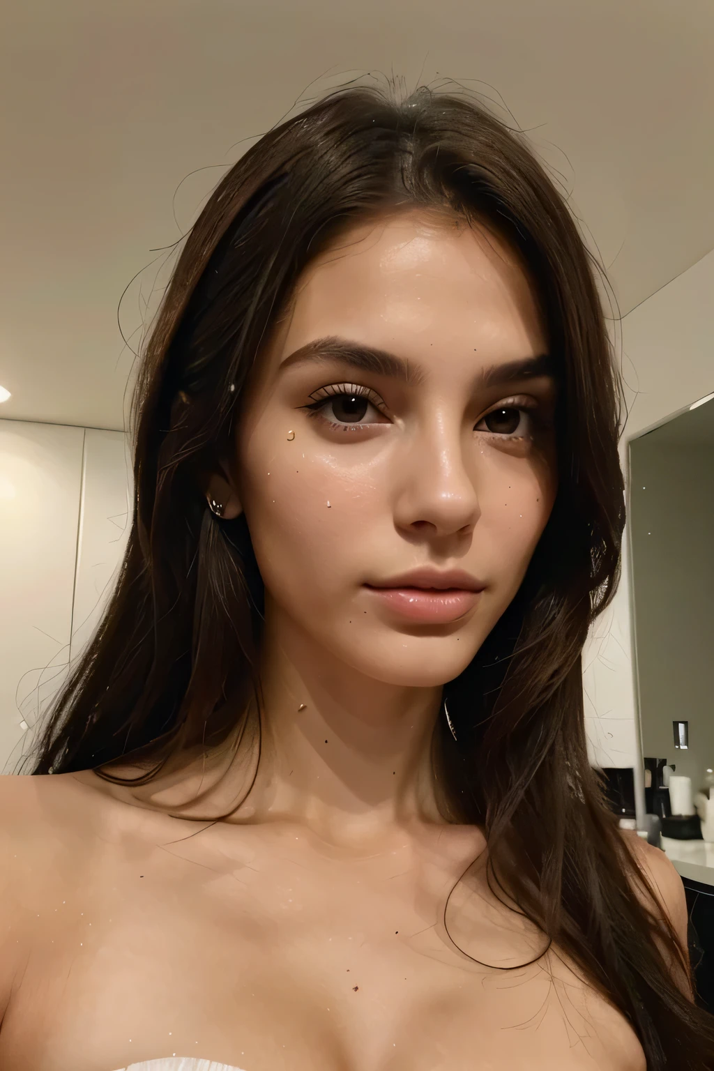 Create a detailed description of an Italian model who stands out for her height, striking brunette hair, and a deep passion for skincare. Explore her unique features, sense of style, and how her enthusiasm for skincare is reflected in her online presence. Highlight any specific beauty rituals, favorite products, or skincare routines that make her stand out in the fashion and beauty industry. Feel free to delve into her background, personality, and any other noteworthy details that contribute to her image as a skincare-conscious Italian model. in the sea