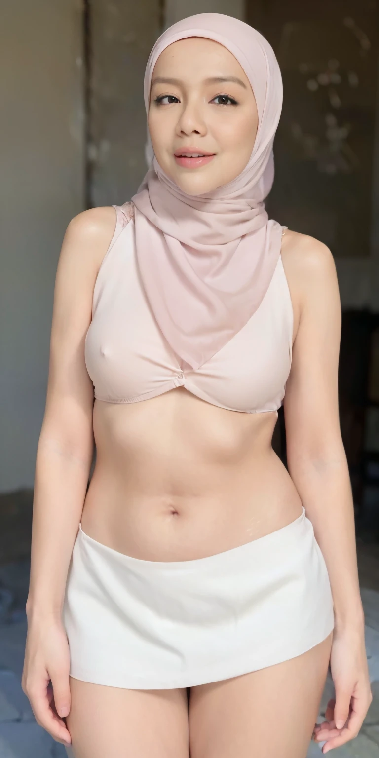 1 matured malay girl in pink hijab, naked upper body, overexposed breasts, overexposed navel, overexposed hips, (((naked))), extremely detailed pubic hair, extremely detailed hourglass body, nsfw, bedroom, plump body type, upper body, ((medium breast:1.1)), seducing, sexy pose, (8k, RAW photo, best quality, masterpiece:1.2), (realistic, photo-realistic:1.37), ((overexposed breasts)), ((extremely detailed medium breast)), extremely detailed fully erected , erected  visible, (((MILF body))), extremely excellent natural light, closes up, busy room