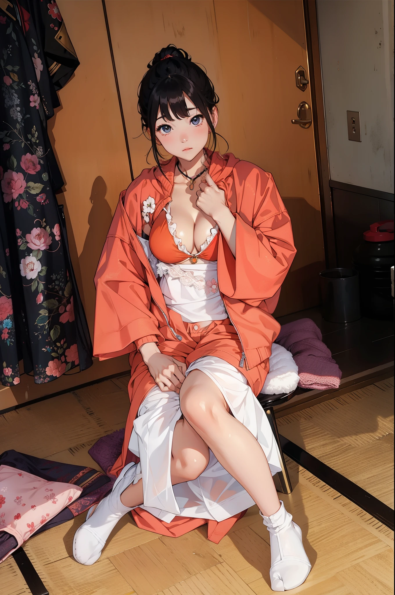 girl、cleavage、Medium chest、nsfw, shy,
