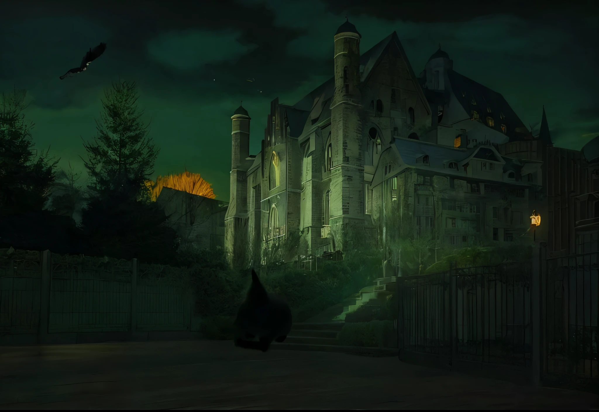 Magic City、The witch is flying、There is a black cat