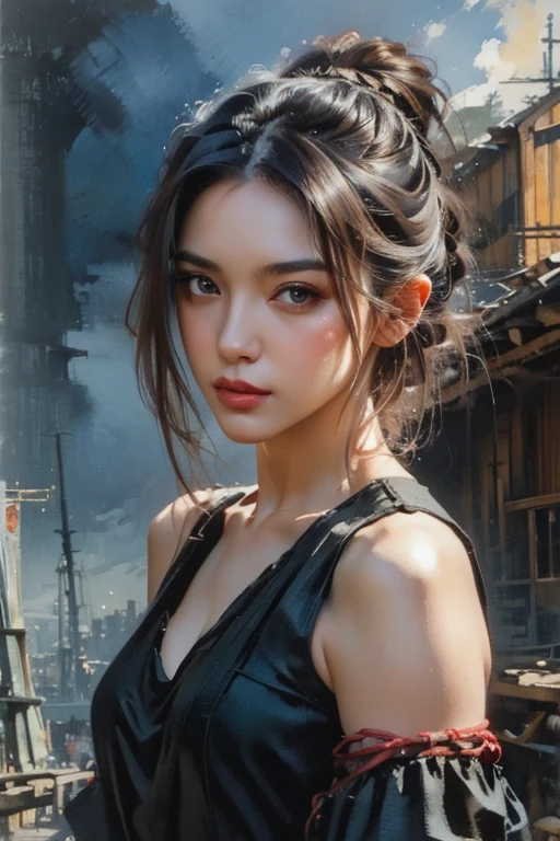 mj, RTX, 4k, HDR, close-up, watercolor, portrait, ((masterpiece)),((best quality)), 8k,high detail, ultra detail, intricate detail, Portrait,1 girl,((The Decline of Industrial Cities)), ((Grunge Fashion:1.1)), a harsh and expressive image of a grunge girl against the backdrop of the industrial decline of the city, conveying the rough and rebellious spirit of the urban youth, Makoto Shinkai style,
Jamie Wyeth, James Gillard, Edward Hopper, Greg Rutkowski Studio Ghibli Genshin Impact
