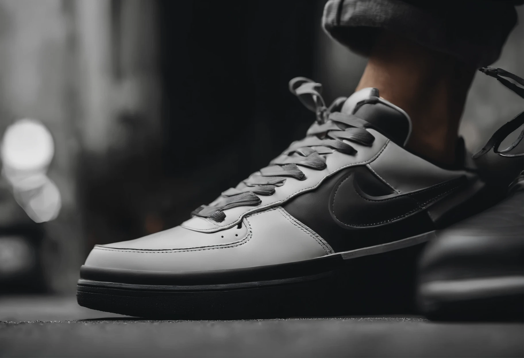 A dynamic and visually appealing background has been created for your ecommerce website, specializing in sneakers. The image captures an artistic, urban setting with a stylish arrangement of popular sneakers, featuring a monochromatic color scheme that aligns with the style and energy of your fashion-forward, brand-conscious audience. This background is designed to be engaging and set a trendy, upscale tone for your website, catering specifically to sneaker enthusiasts.