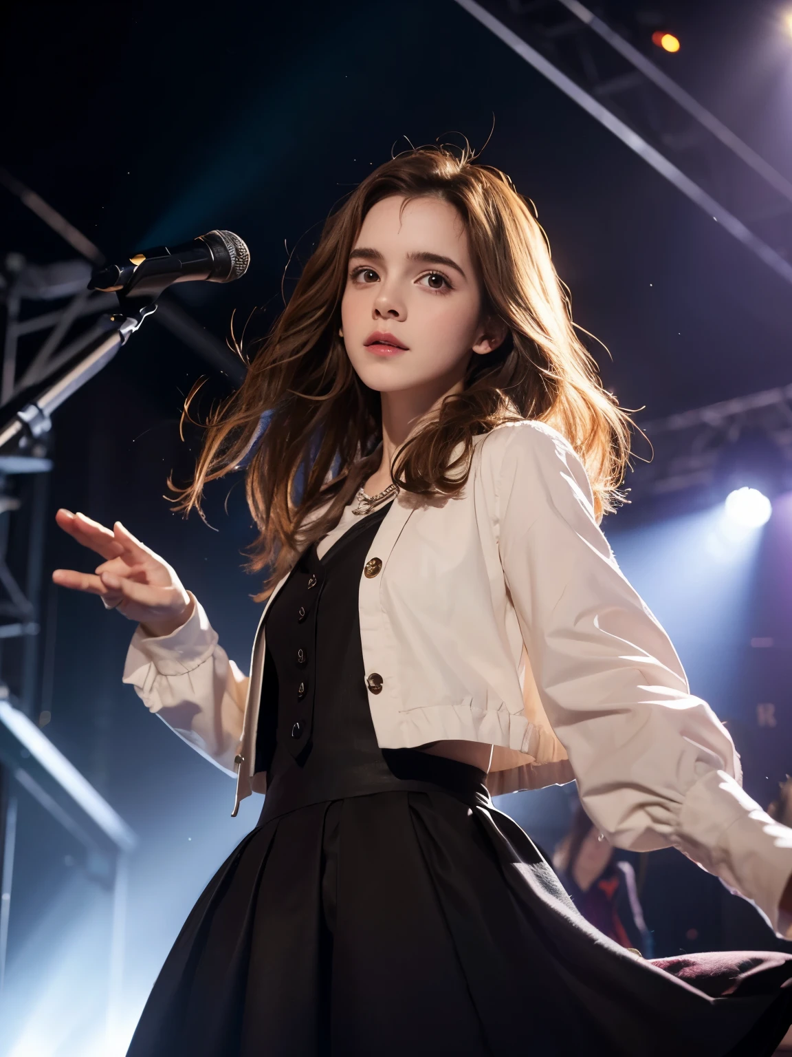 Hermione Granger, played by Emma Watson, becomes an idol,Sing and dance on stage,meticulous portrait
