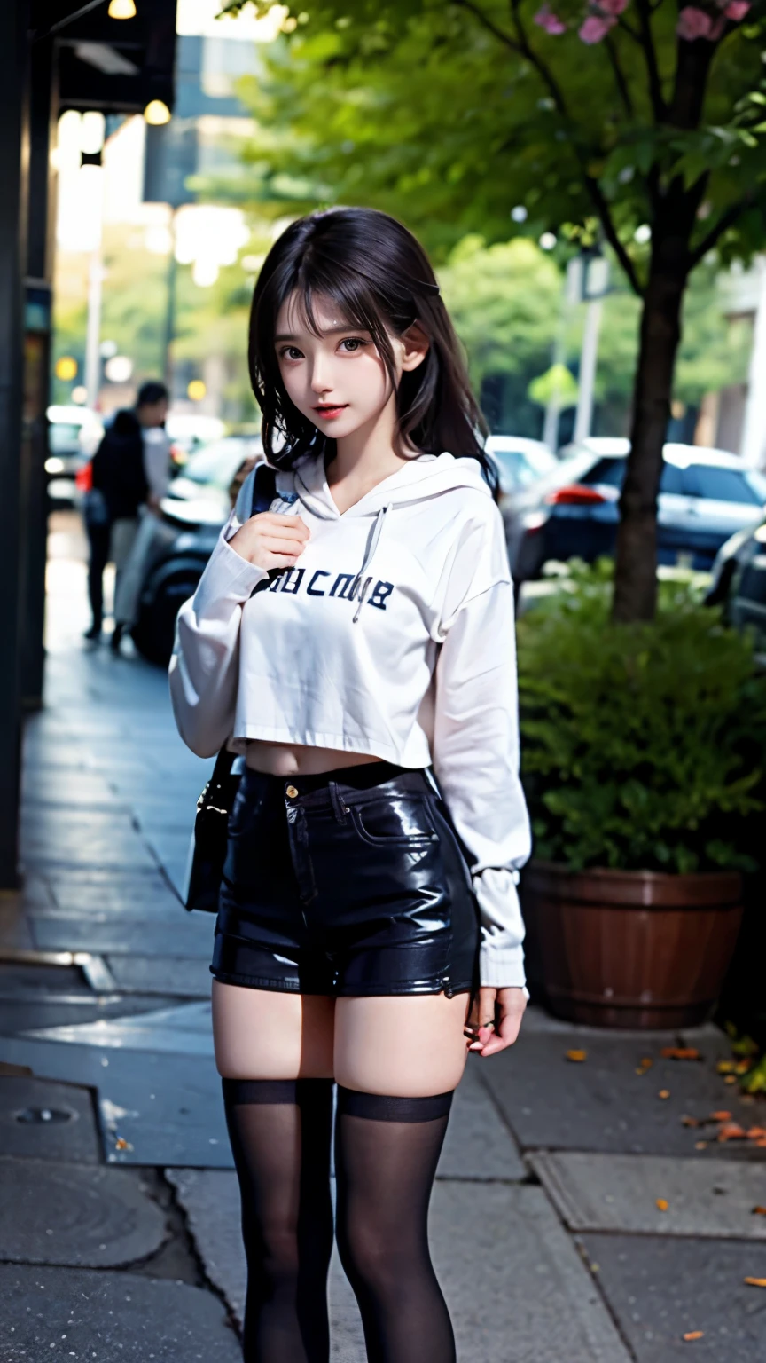 hot pants、Supermodel、Perfect build、Muchimuchi、girl kicks、 1 girl、、Thighhighs、beautiful feet、hot pants、hoodie、dignified face