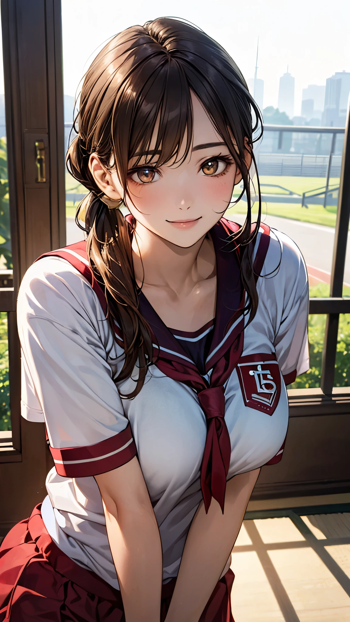 (((​masterpiece,top-quality,超A high resolution))),1womanl, ,((()),Beautiful breasts,,well-styled,,((())),(((A smile))),(((Satin Ruico))),,(((Best Quality,4K,in 8K))),((with blush cheeks))),(((Athletics uniforms)),