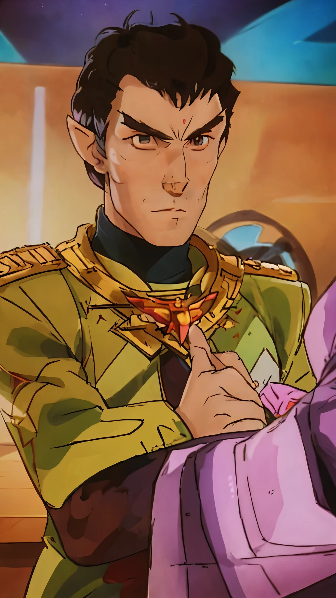 1 male romulan pointy eyebrows pointy ears forehead ridge 