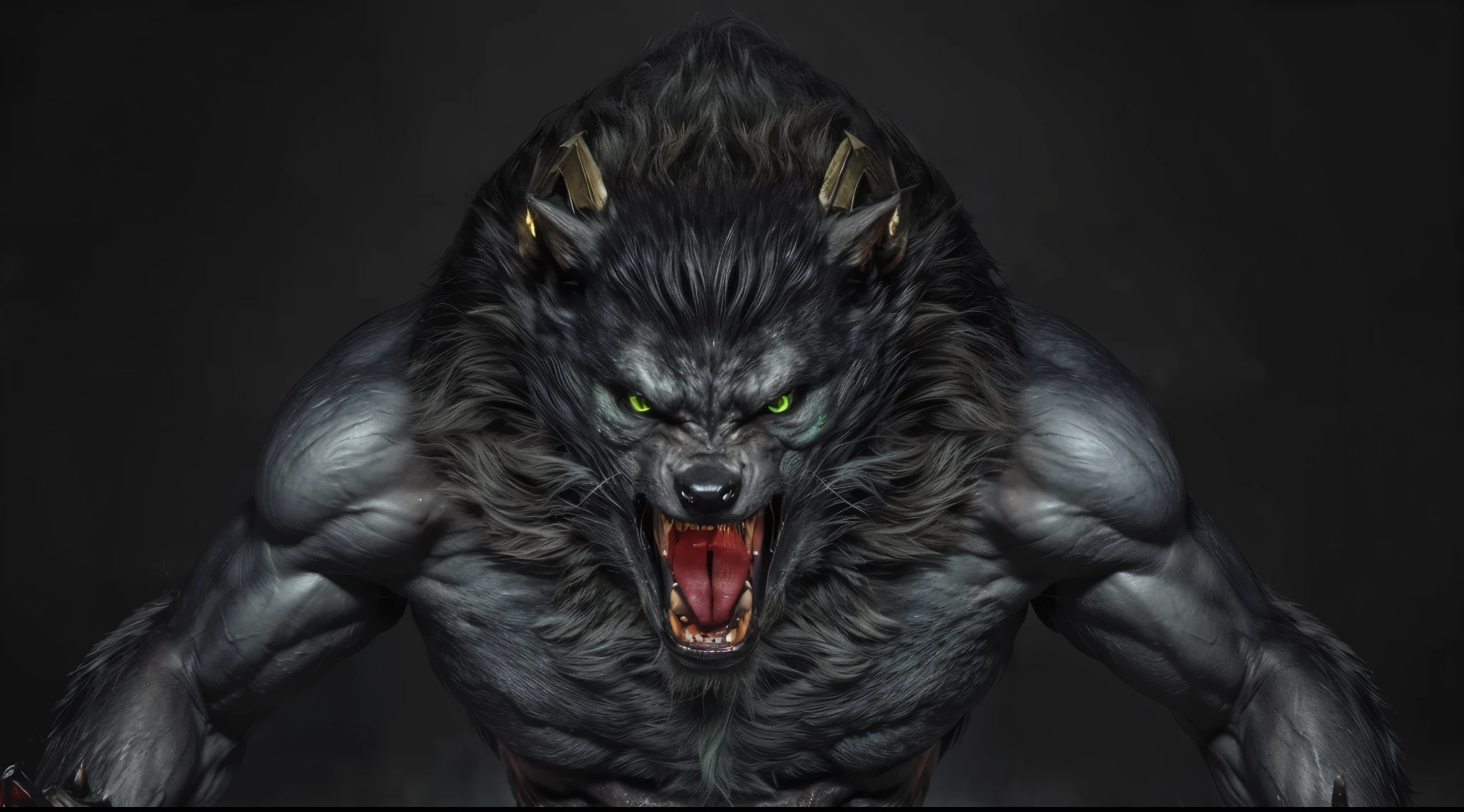 (masterpiece),(best quality:1.0),(ultra high resolution:1.0),monster, werewolf, zombie wolf, zombie , body hairs, yellow eyes, menacing look,claws, fangs, wolfteam, 8k wallpaper, full body