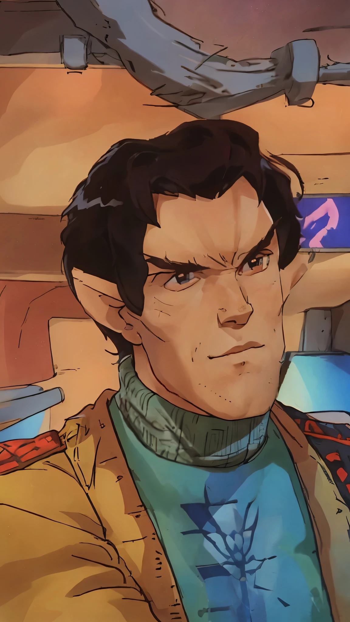 1 male romulan pointy eyebrows pointy ears forehead ridge 