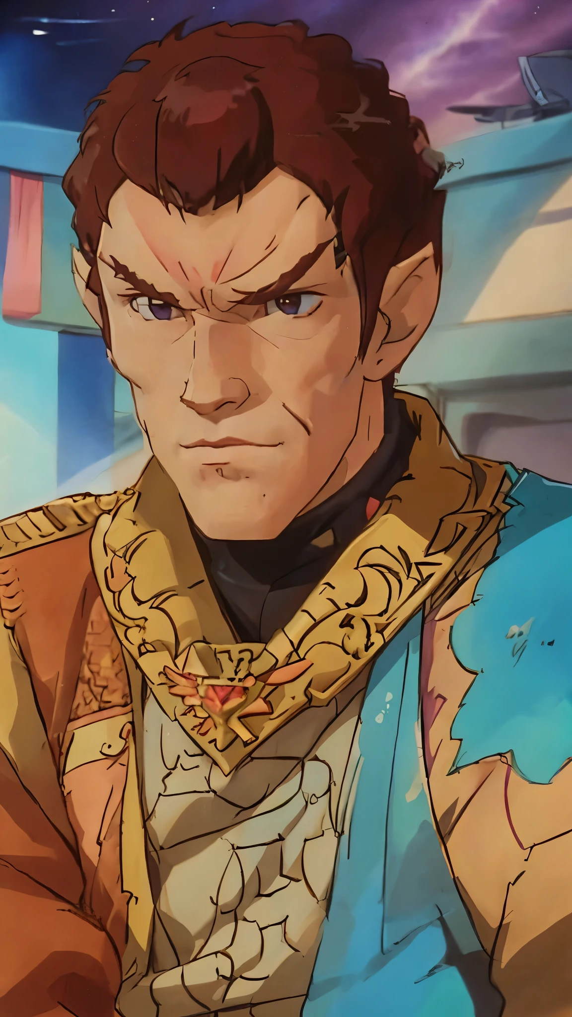 1 male romulan pointy eyebrows pointy ears forehead ridge 