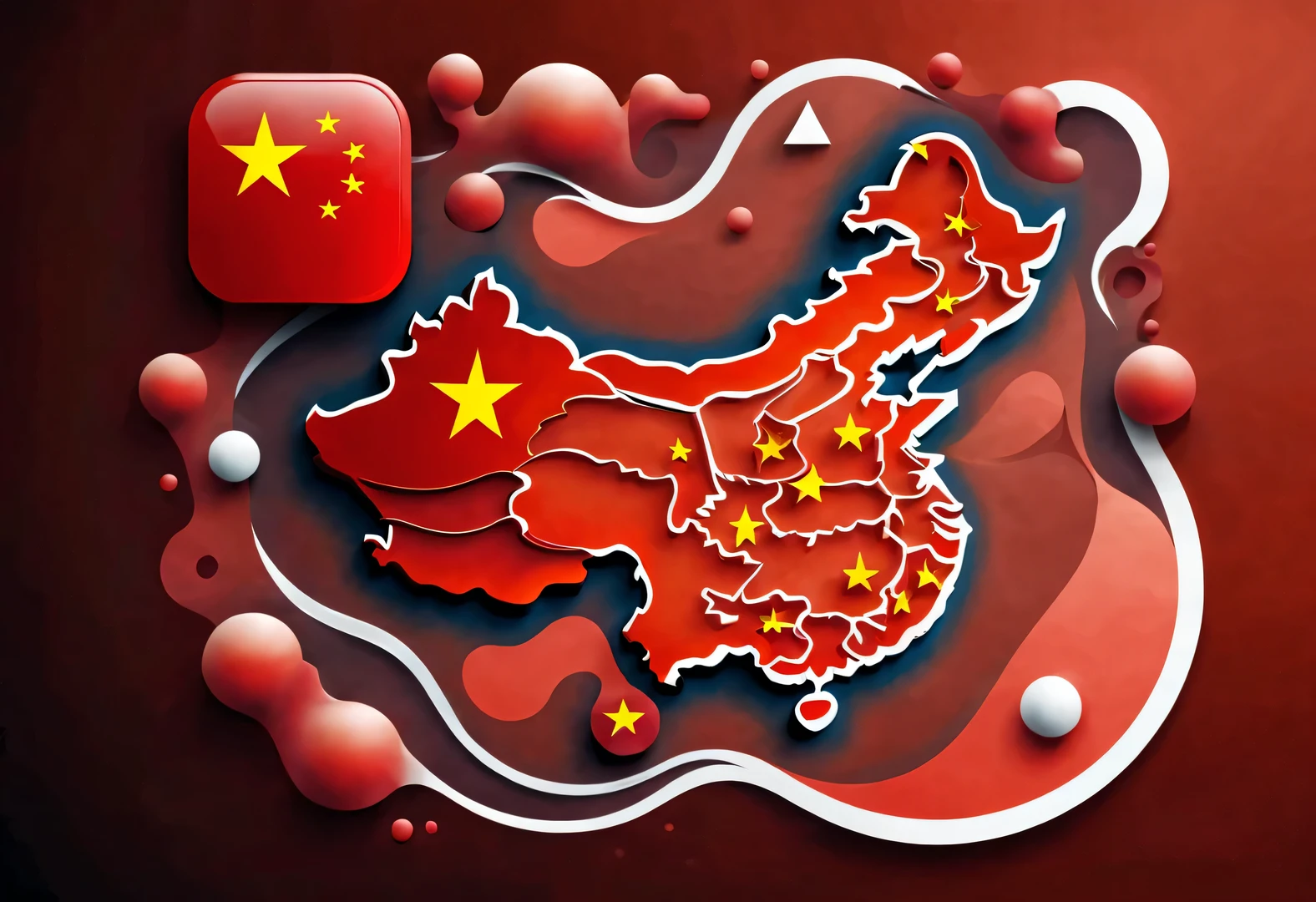 APP icon design style ,（Map of China：1.37），Red design